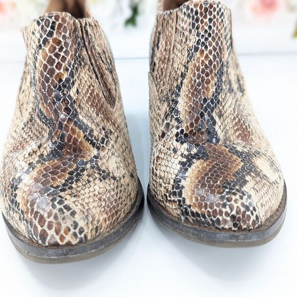 Very Volatile Los Angeles Snake Skin Pattern 2” Heel Ankle Booties Size 6.5 - Picture 2 of 9